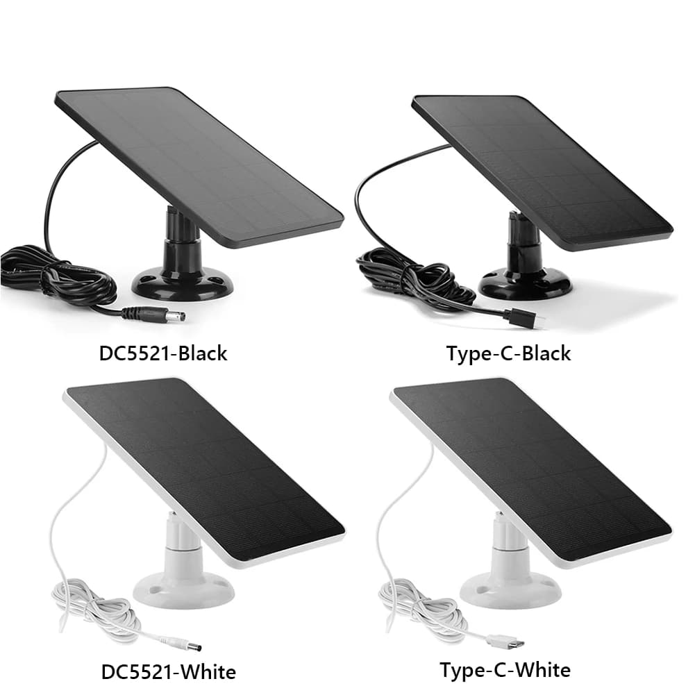 10W 5V IP Monocrystalline Security Camera Charger Type-C DC5521 Solar Panel Kit Wall Mount IPX6 for Intelligent Doorbell Camera