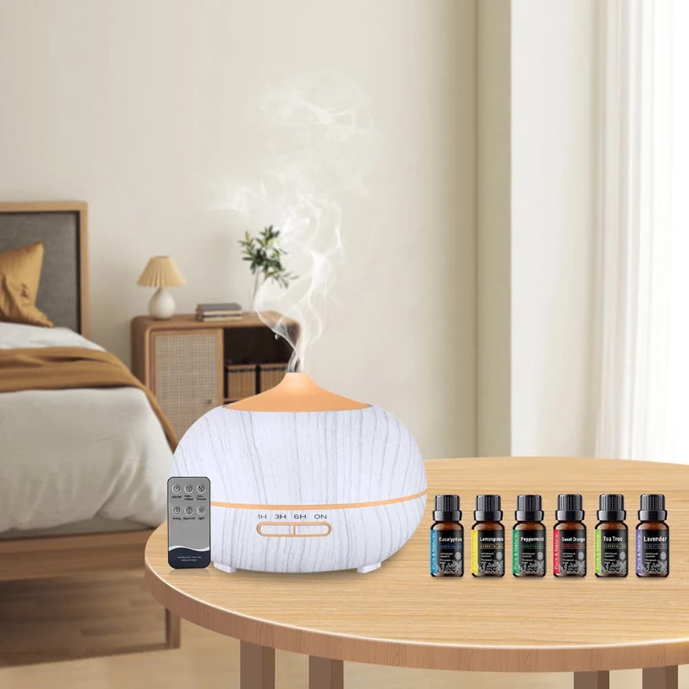 Da Stati Uniti. 550ml Per La Casa Aromaterapia Aroma Diffusore di Olio A Distanza 7 Colori LED 6 Oli Essenziali Umidificatore Ad Ultrasuoni per Ser