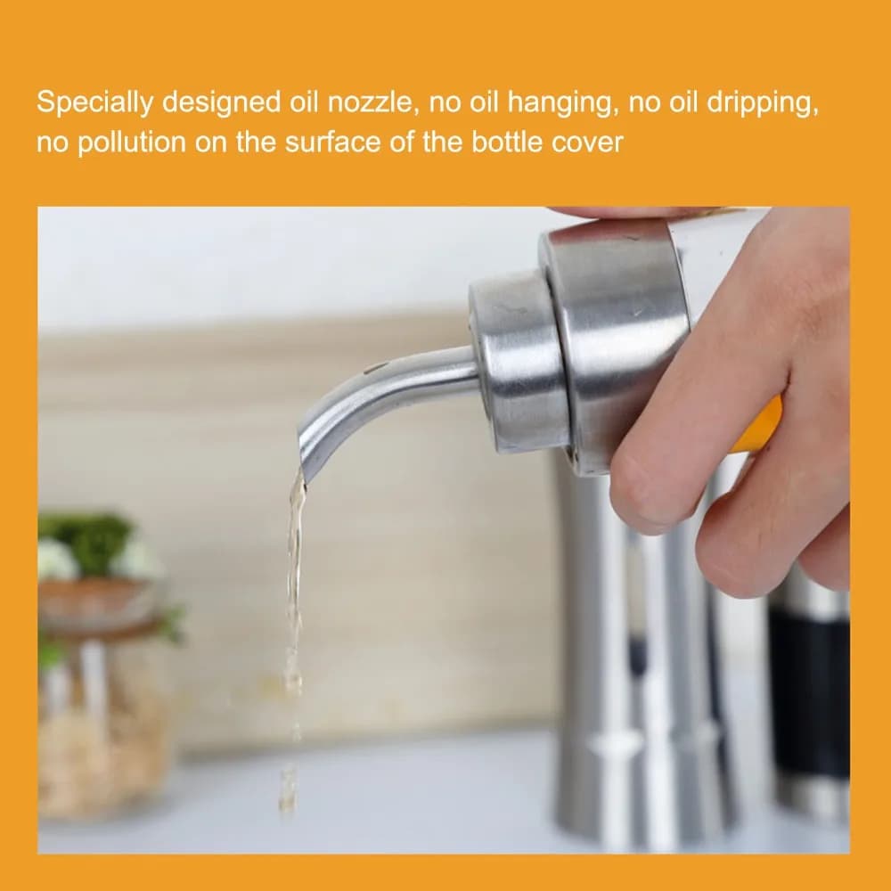 Set di 4 Bottiglie per Spezie in Acciaio Inox 304 con Supporto in Legno, Barattoli Durevoli per Spezie, Dispenser per Aceto dalla Forma Unica e Traslucida