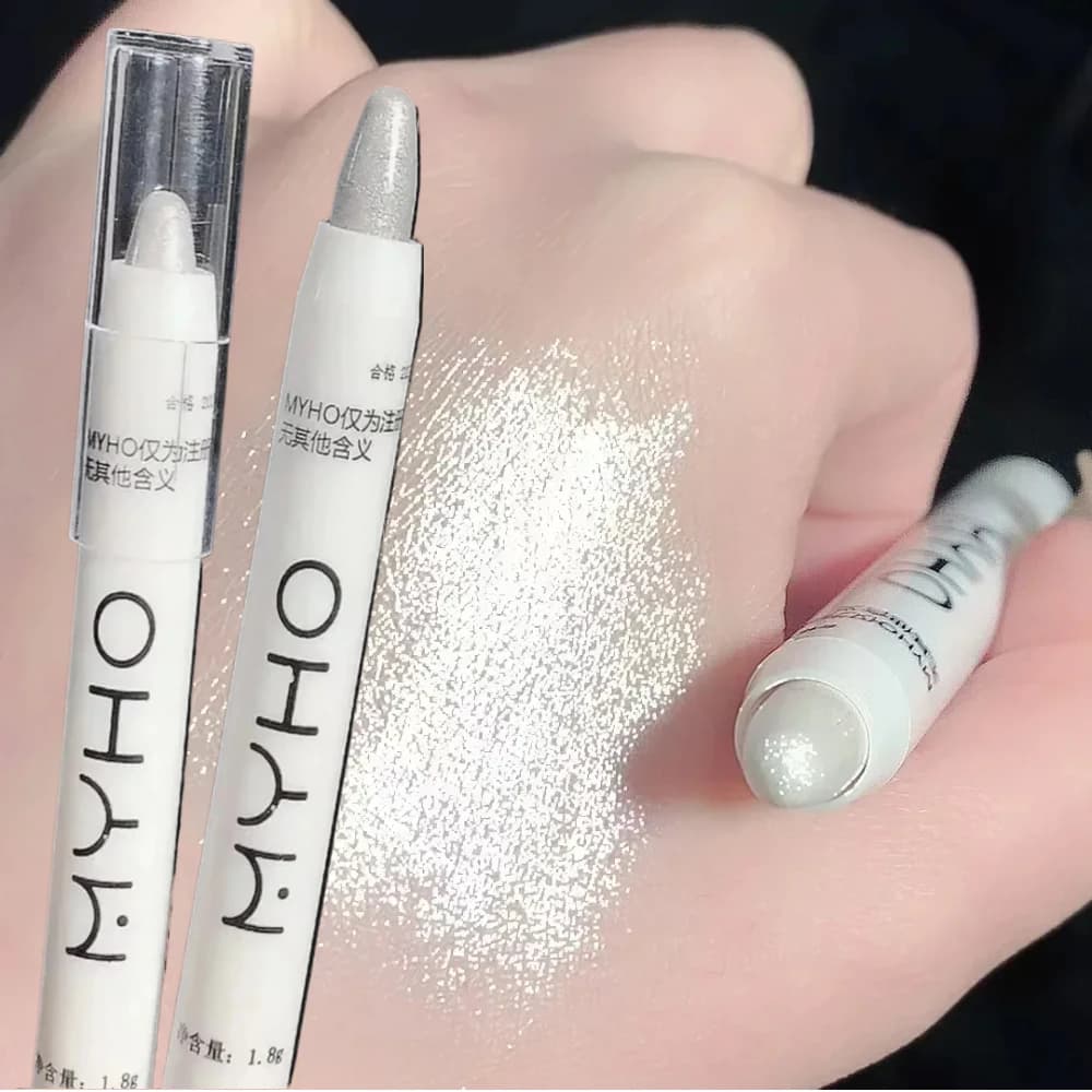 Glitter sdraiato baco da seta matita evidenziatore penna perlescente illuminante occhi stick trucco occhi impermeabile bianco argento a lunga durata