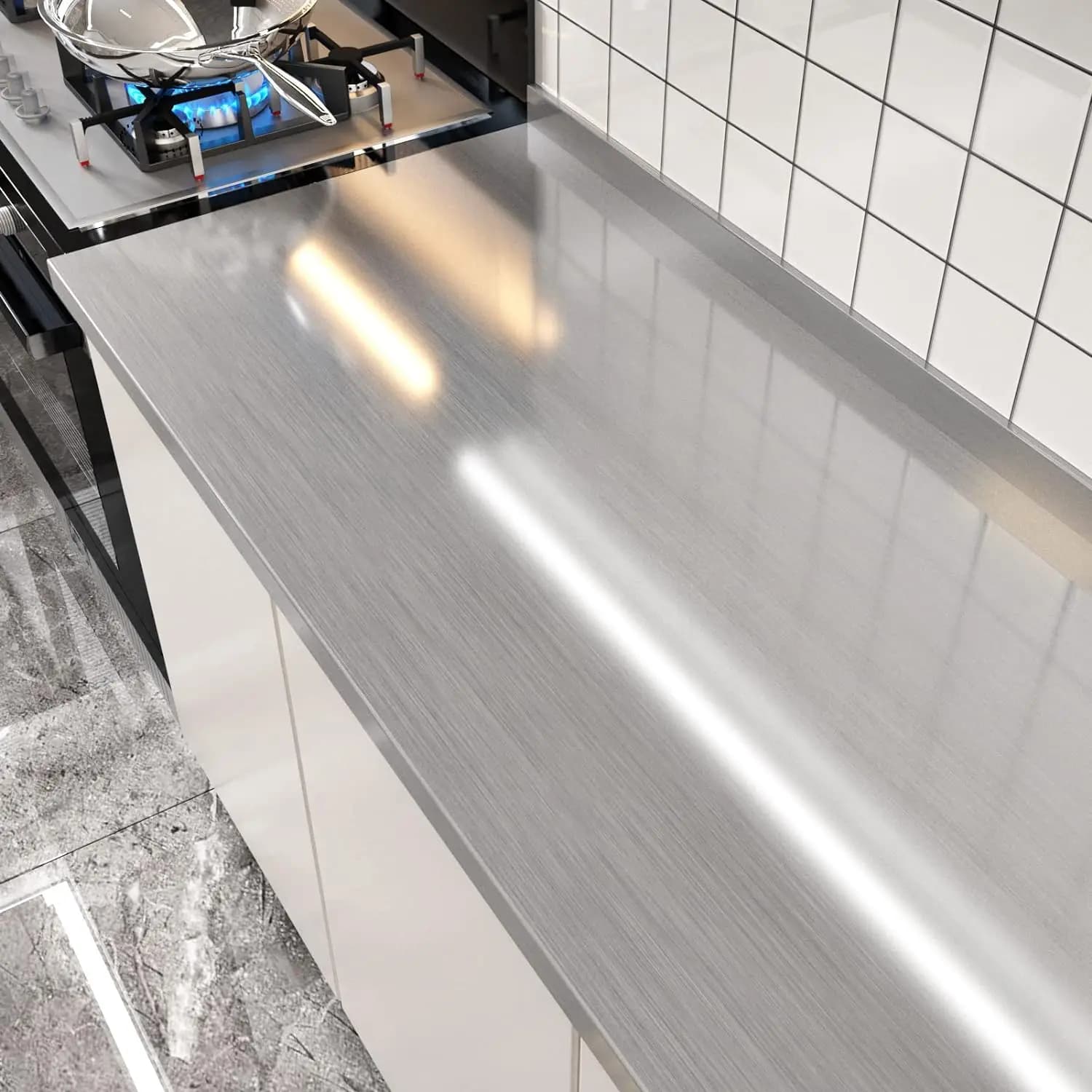 Carta da contatto in acciaio inossidabile Carta da parati metallica impermeabile stacca e incolla per copertura autoadesiva per lavastoviglie dosksplash da cucina