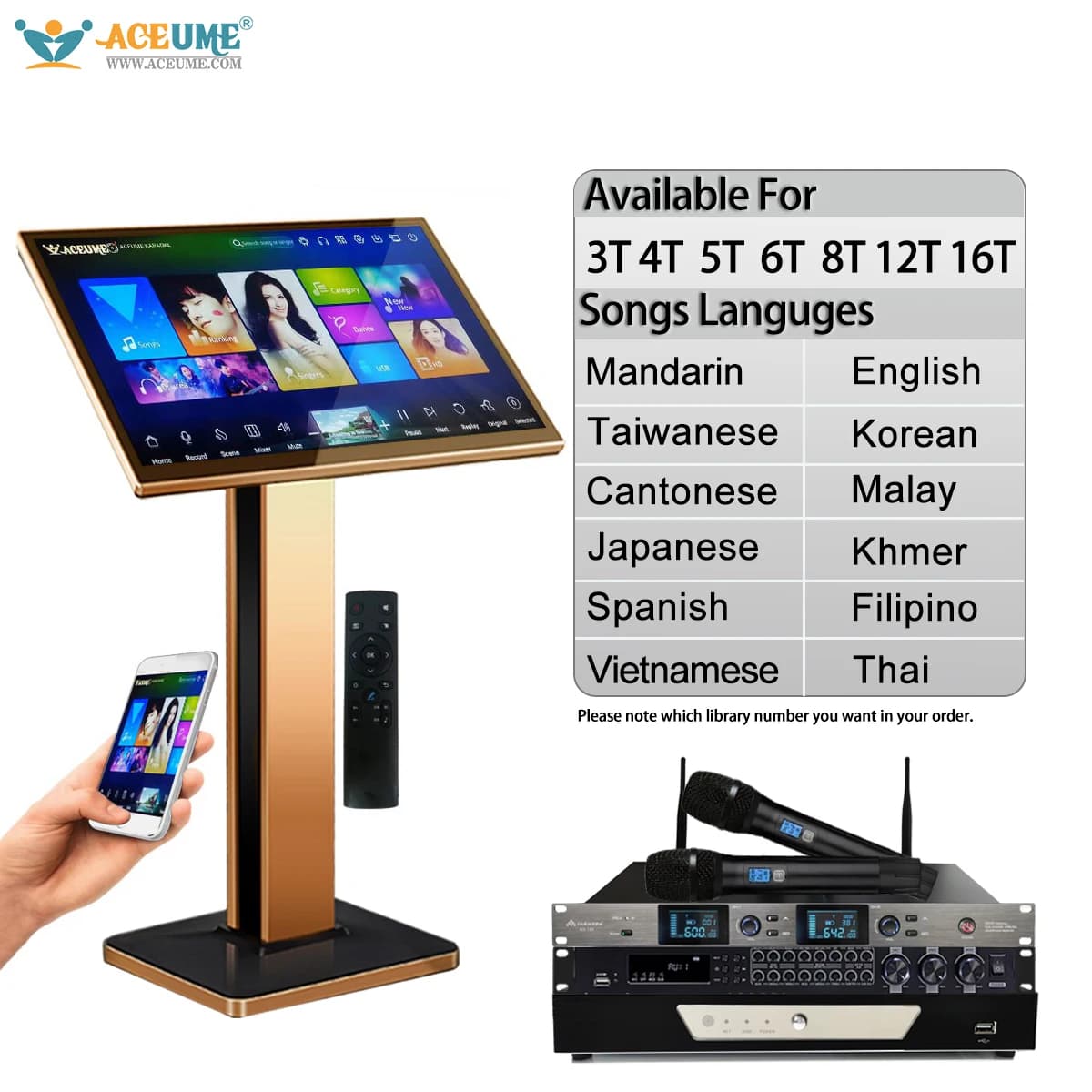 TSRVF18M 22" MIC Karaoke Player Machine 22" Touch Screen MX168 wireless microphone FX18 Digital Font-end Effects Device