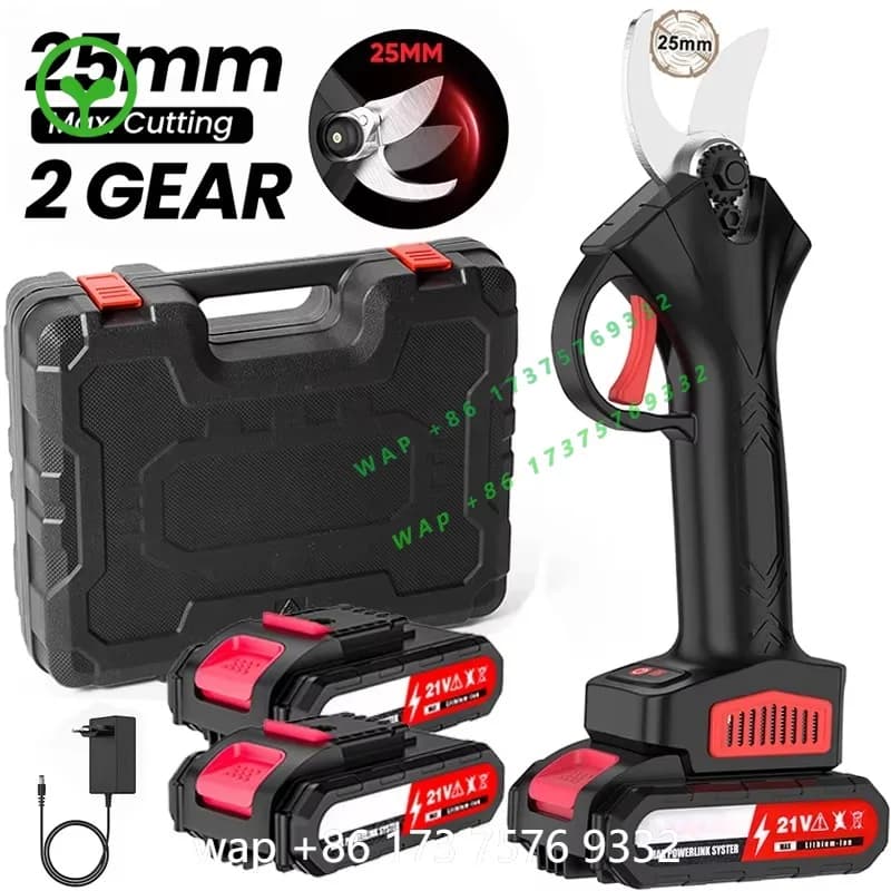 【Premium】1200W 25mm Brushless Cordless Electric Pruner Pruning Shears Fruit Tree Bonsai Pruning Branches Cutter Power Tools 2PCs