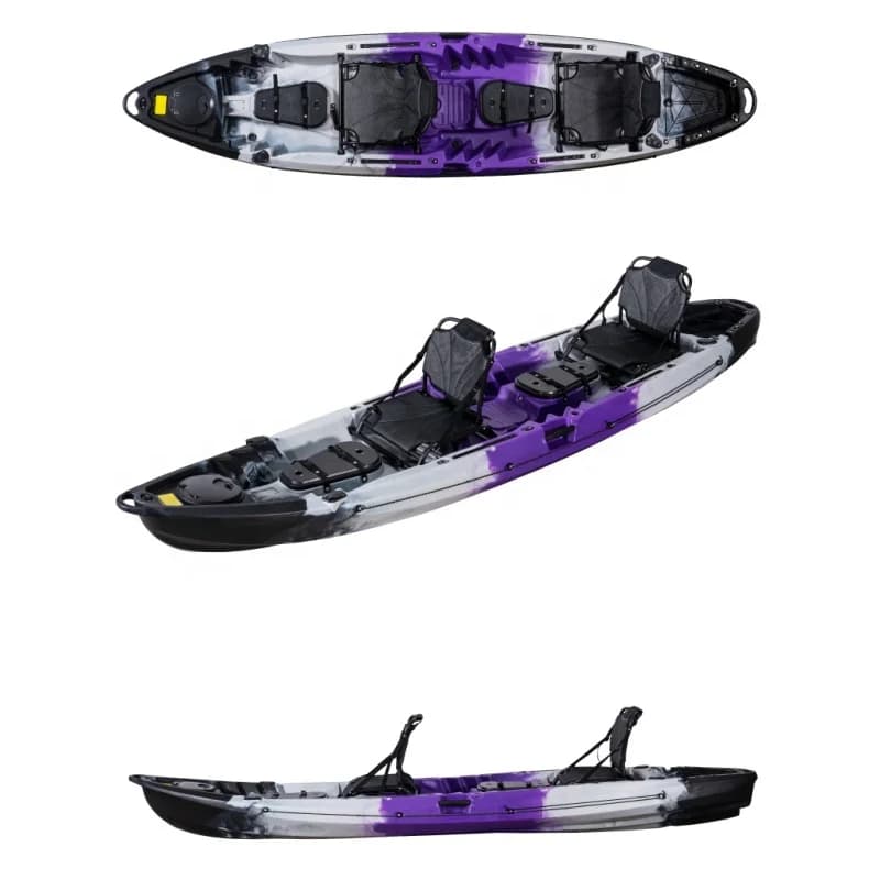 Kayak da pesca per barche in plastica sit-on-top per famiglie per 3 persone con sedia con telaio, comodo e comodo per l'avventura in pagaia