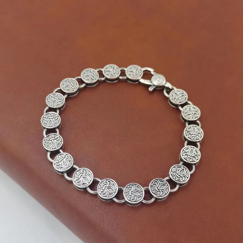HX Bracciale stereo con ancoraggio per barca a vento color argento, unisex, personalizzato, moda, hip-hop, cerchio, anello, fibbia, catena di gioielli