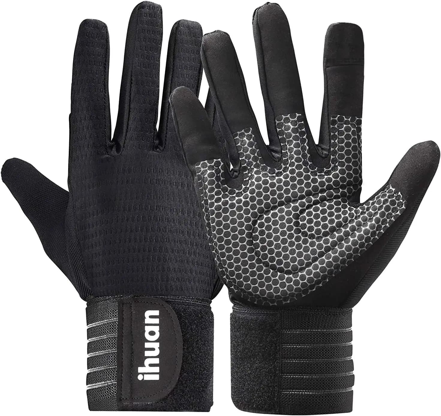 ihuan Workout Gloves for Men Full-Finger: Weight Lifting for Men, Gym Full Hand Gloves for Weightlifting, Deadlift