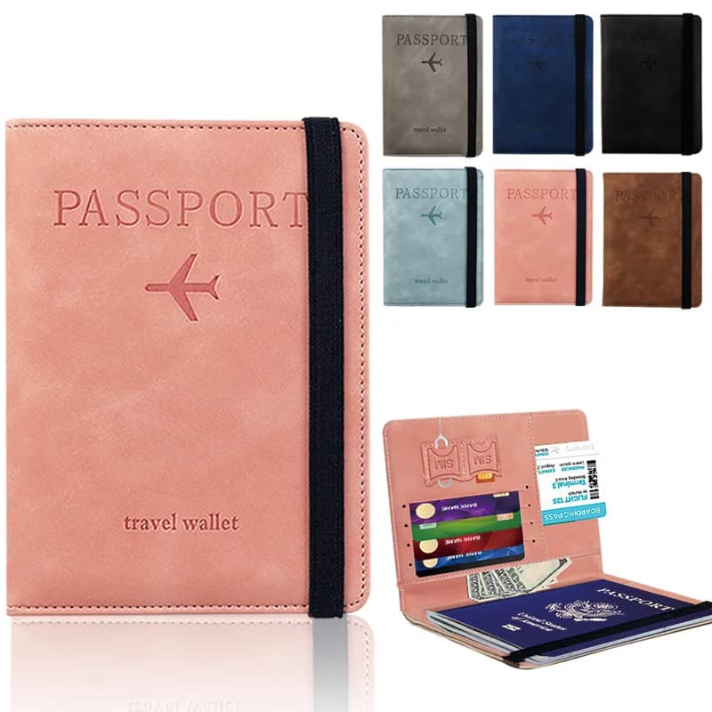 RFID Blocking porta passaporto Cover portafoglio custodia da viaggio portafoglio in pelle per uomo donna Multi-funzione ID Bank Card Case accessori