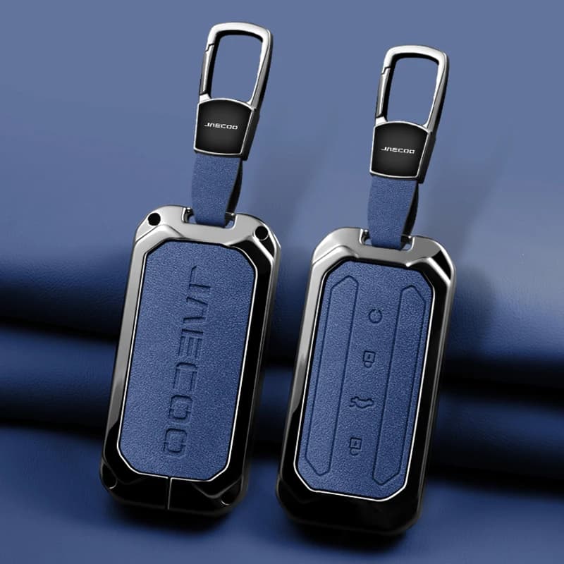 Custodia Protettiva in Metallo e Pelle per Chiave Auto Chery Jaecoo J5 5 2025 2026, Portachiavi e Accessori di Protezione Auto