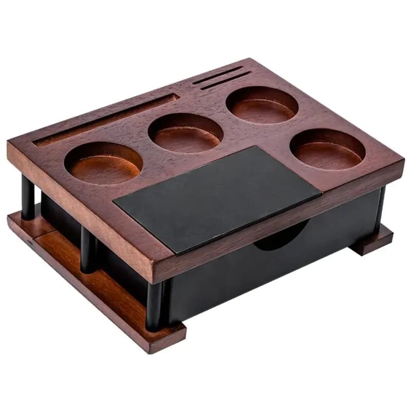 ABWZ-Espresso Tamping Station Multifunctional Solid Wood Powder Pressing Stand Wooden Espresso Machine Accessories B
