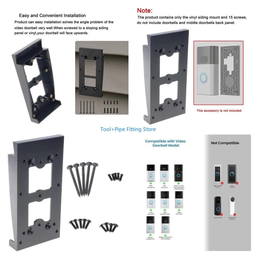 F92B Vinili Rivestimenti Staffa montaggio per campanello Anelli antifurto Supporto per videocitofono Resistente