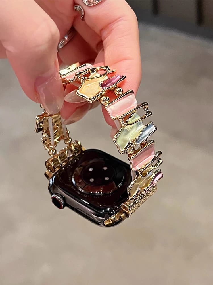 Elastic Loop Metal Band For Apple Watch Ultra 10 9 8 7 6 SE 5 4 Woman Bracelet Strap For iWatch 38mm 40 42mm 44mm 46mm 45mm 49mm