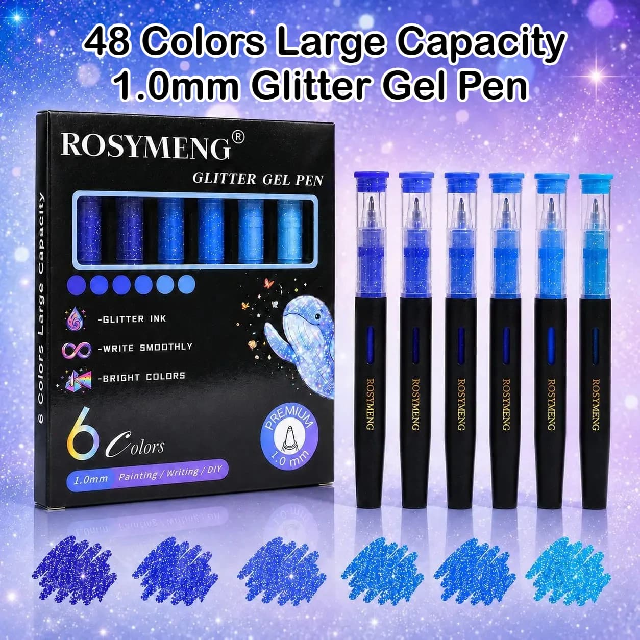 48/6 Colors Large Capacity 1.0mm Glitter Gel Pen Set Gold Silver White Highlighter Pen for Journaling School Supplies Stationery
