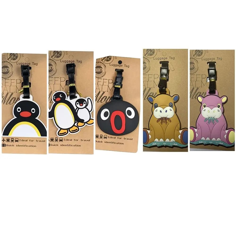 Etichetta per bagagli da viaggio in silicone Kawaii Borsa riutilizzabile portatile Etichette per valigie Animale del fumetto Pinguino Ippopotamo Valigia ID Indirizzo Titolare