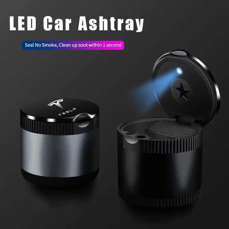 Scatola porta sigarette interna posacenere per auto in lega per Tesla Emblem Model X 3 YS Roadster Cybertruck Accessori auto