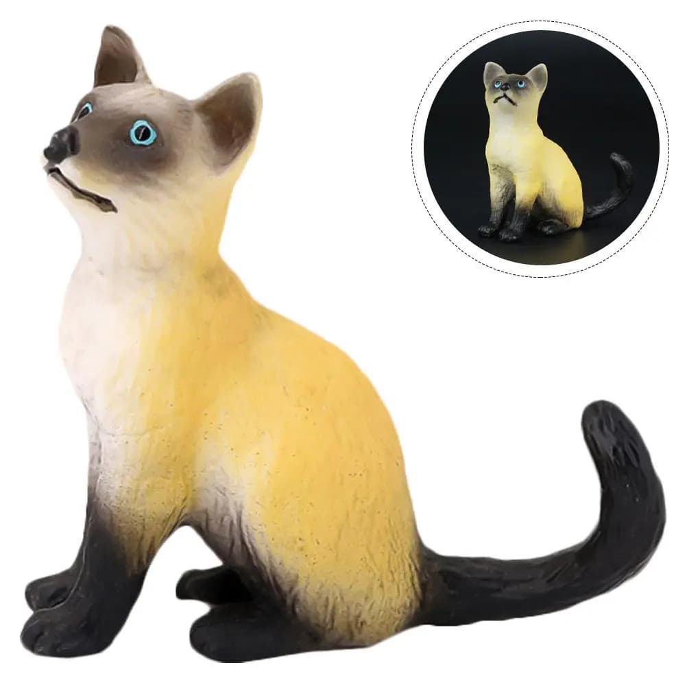 Modellino Realistico di Gatto Siamese in Plastica, Ausilio Didattico per Bambini, Educazione Scientifica Naturale, Sviluppo della Prima Infanzia, Decorazione da Scrivania e Casa
