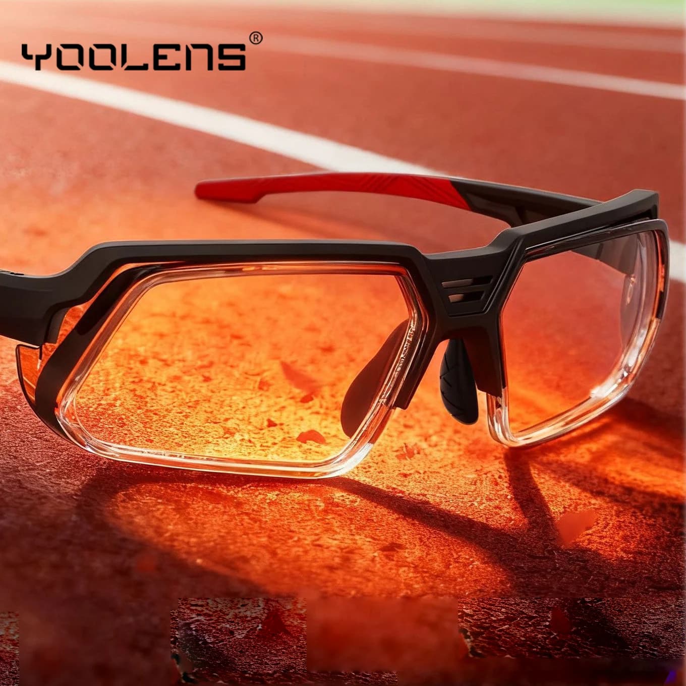 YOOLENS TR90 Occhiali sportivi da tennis resistenti agli urti con lenti di ricambio con montatura rimovibile per occhiali miopia YKL06-02