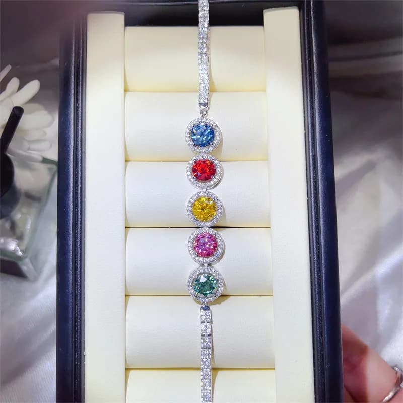 SACE GEMS GRA Certificato D Colore Totale 5CT Moissanite Bracciali 925 Sterling Silver 19cm per le donne Festa di fidanzamento Gioielleria raffinata