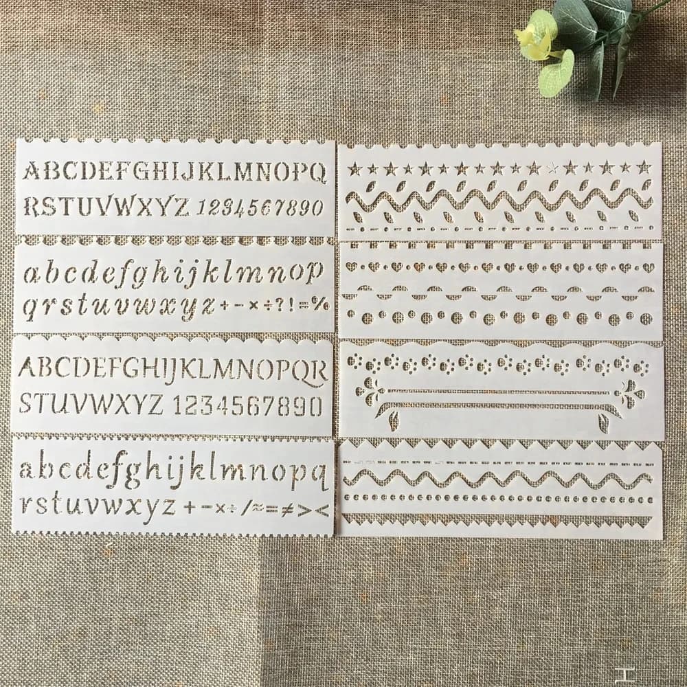 8Pcs/Set Alphabet Letters DIY Layering Stencils Painting Scrapbook Coloring Embossing Album Decorative Card Template