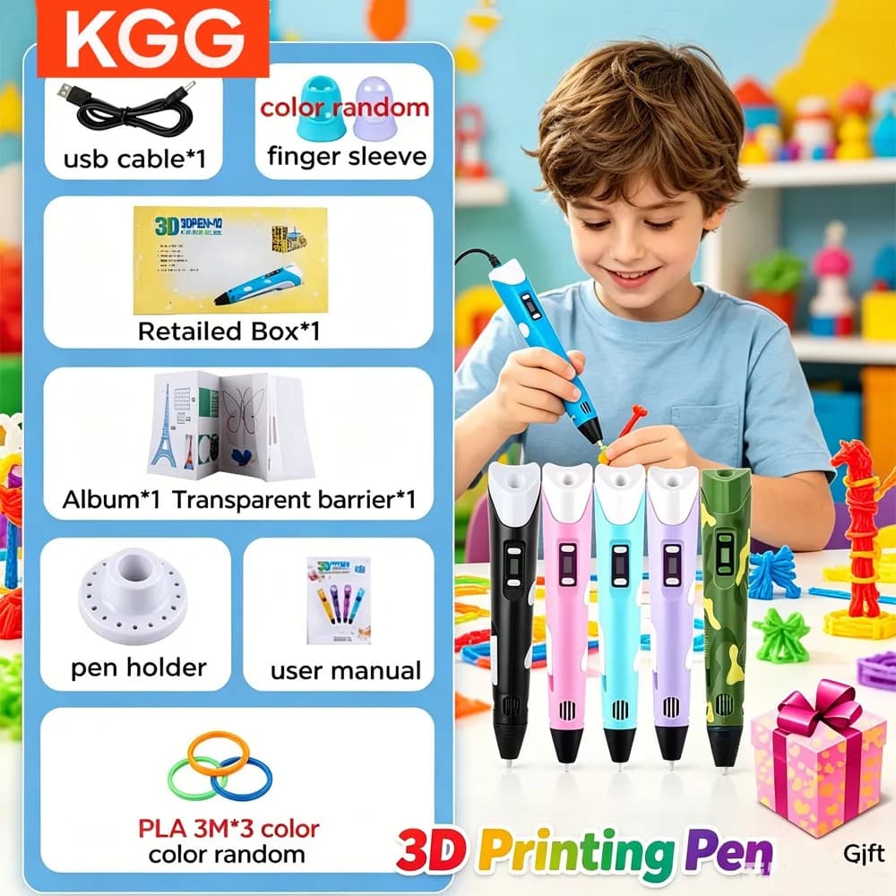 Penna 3D per bambini, penna 3D fai da te, penne da disegno con 40 colori, filamento PLA da 1,75 mm, regalo di compleanno per bambini e bambine, penna 3D per bambini