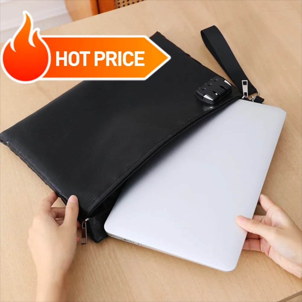 Borsa per documenti ignifuga con serratura a codice Resistente al calore con cartella di sicurezza con serratura Custodia per documenti portatile impermeabile con cerniera