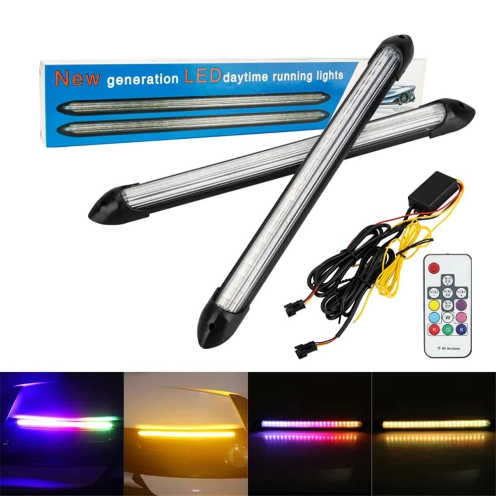 Rgb Drl Driving lights LED turn signal Car Daytime Running Light headlight fog lamp LED decorative light strip auxiliary lamp