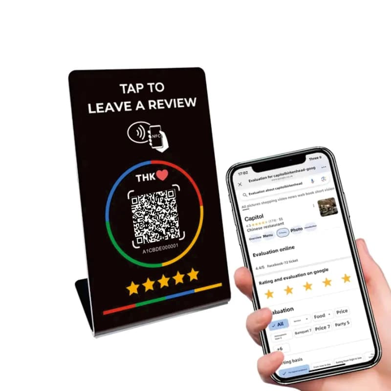 1 PZ 13.56 mhz Nfc 215 codice QR programmabile Google Revisione Scheda Nfc Per Google Commento Revisione Tap Card