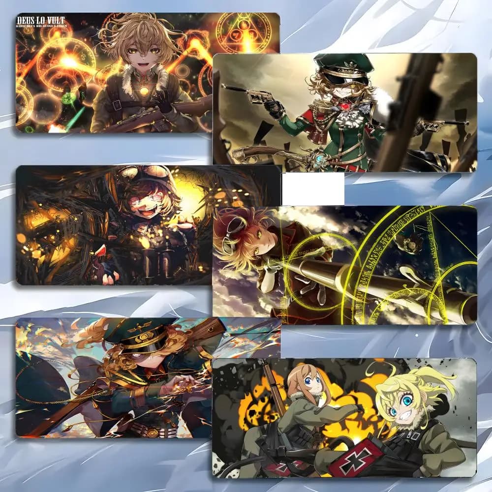 Tappetino per mouse Smart Cool Anime S-Saga of Tanya the Evil, tappetino per mouse grande da gioco con bordi rinforzati, tappetino da scrivania per PC