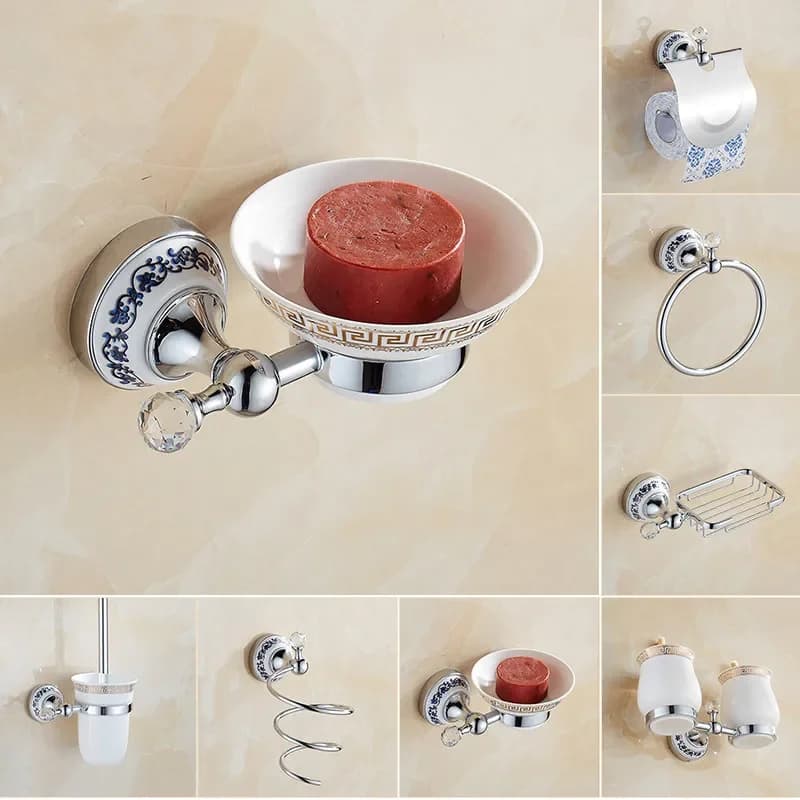 Portarotolo in cristallo Hardware per il bagno Bagno Accappatoio Gancio Portasapone Porta asciugamani Portabicchieri Accessori per il bagno