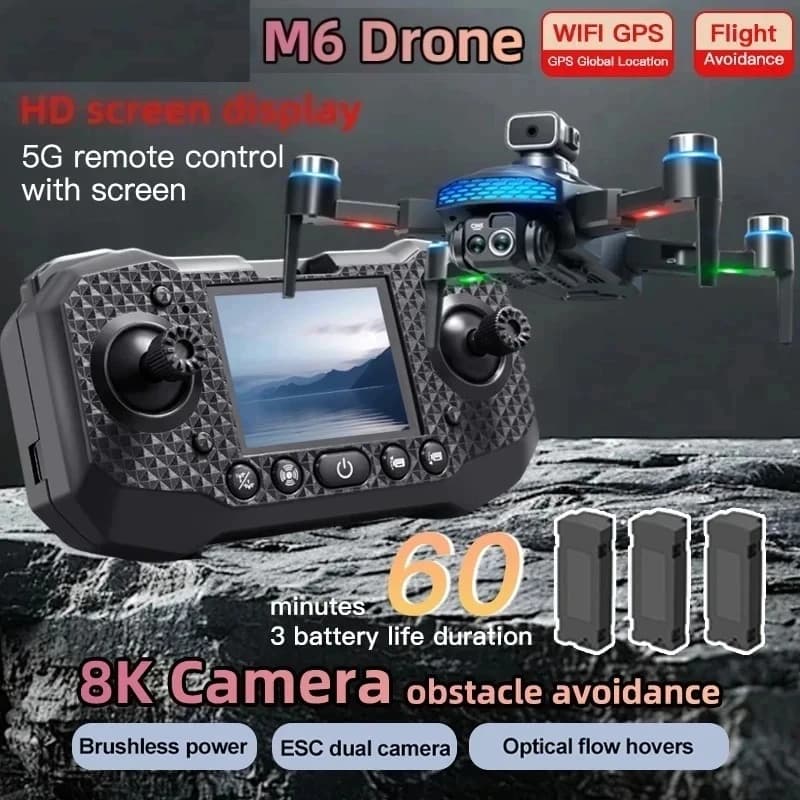 Original M6 Drone 4K Professional with Screen 5G WIFI Dron 8K HD Camera Aerial Brushless Motor FPV RC Quadcopter UAV Helicopter