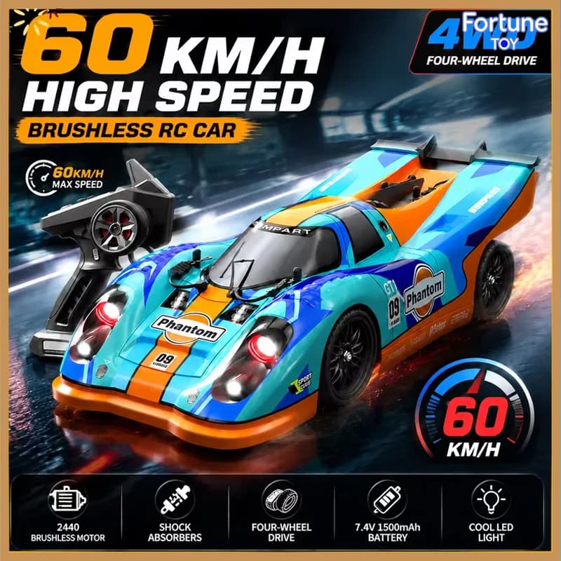 SCY-16307Pro 1:16 Rc Car 2.4Ghz 4Wd 60 Km/h High Speed Brushless Motor Racing With Led Light Shock Absorbers For Adults Gift