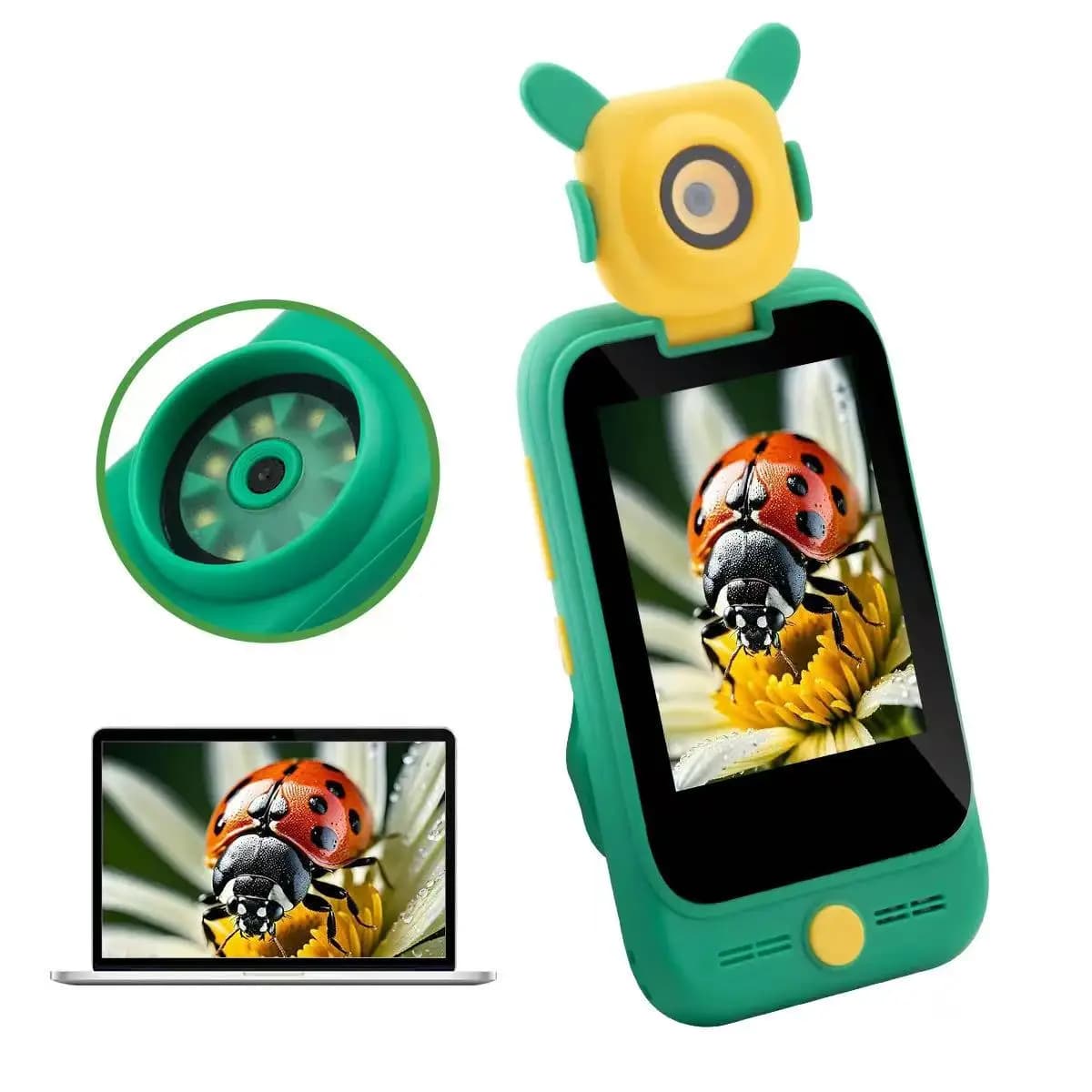 Educational camera phone toys suitable for children aged 4 to 6, equipped with a rotating high-definition camera, an electron mi
