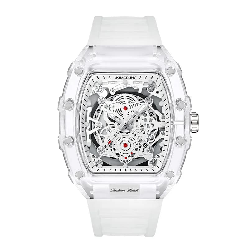 Men's Shaped Fashion Transparent Quartz Watch, Unique and Custom Design