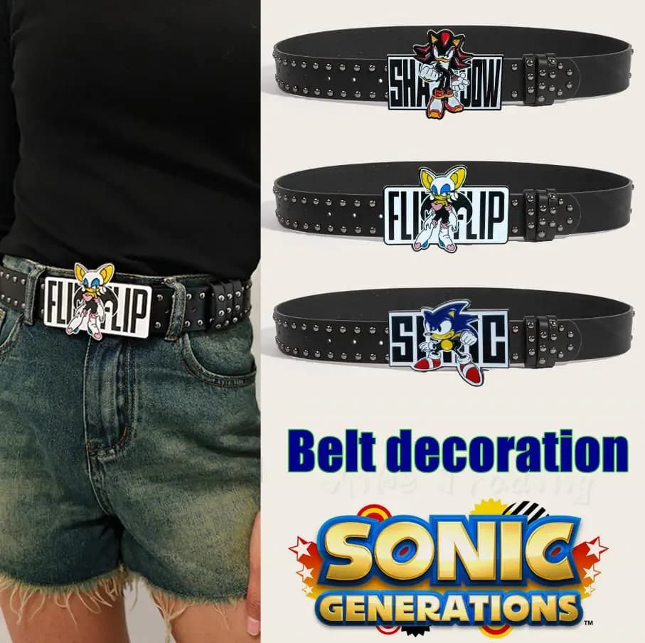 Cintura Carina di Rouge the Bat da Shadow the Hedgehog per Ragazze, Accessorio Anime a Tema Sonic per Jeans, Regalo Perfetto per Adulti e Bambini