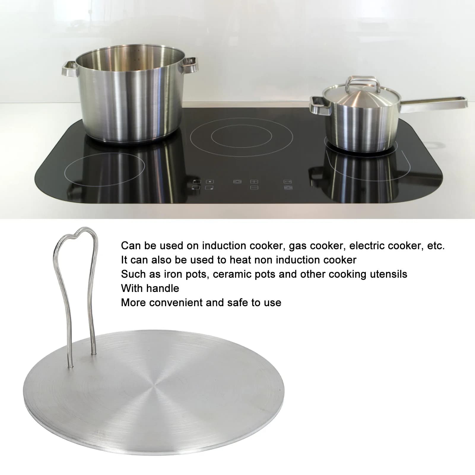 Diffusore di Calore per Piastra di Cottura in Acciaio Inox, Conduzione Uniforme, Pratico per Cucina e Padelle in Ferro