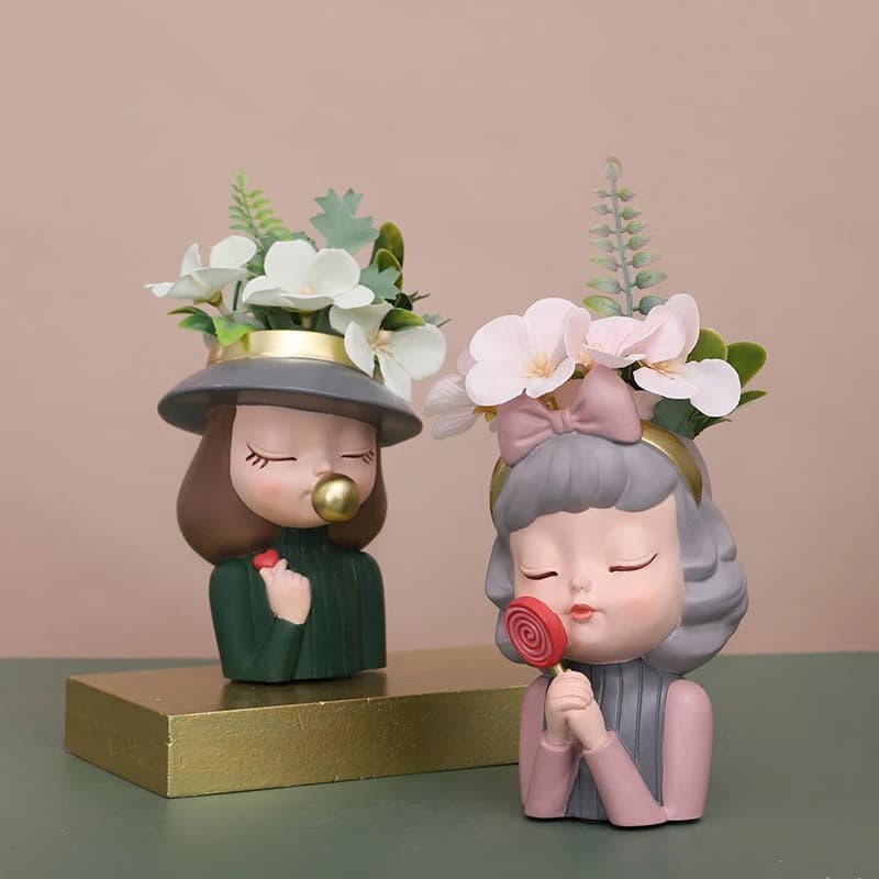 Vaso da giardino moderno per ragazza per fioriera di piante grasse, vasi da fiori decorativi con figurine di ritratto creativo, decorazioni per il desktop di casa