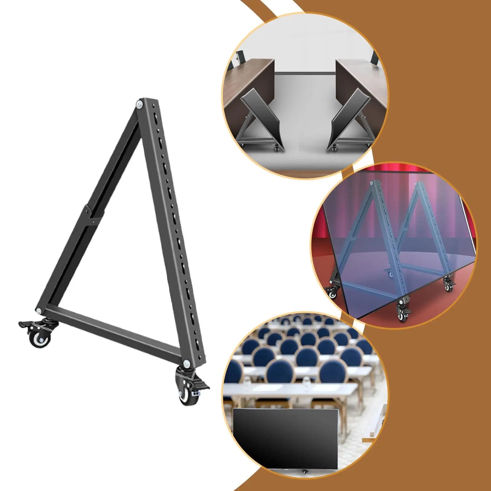 Low Height Mobile TV Stand Monitor Floor Stand Cart Stable Heavy Duty Metal Rolling TV Mount with Wheels for Meeting Room