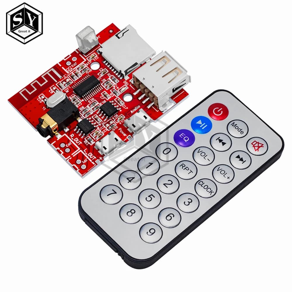 3 W Car Bluetooth 4.1 MP3 WAV scheda di decodifica amplificatore altoparlante modulo ricevitore Audio supporto USB/TF/U-DISK/IR telecomando rosso
