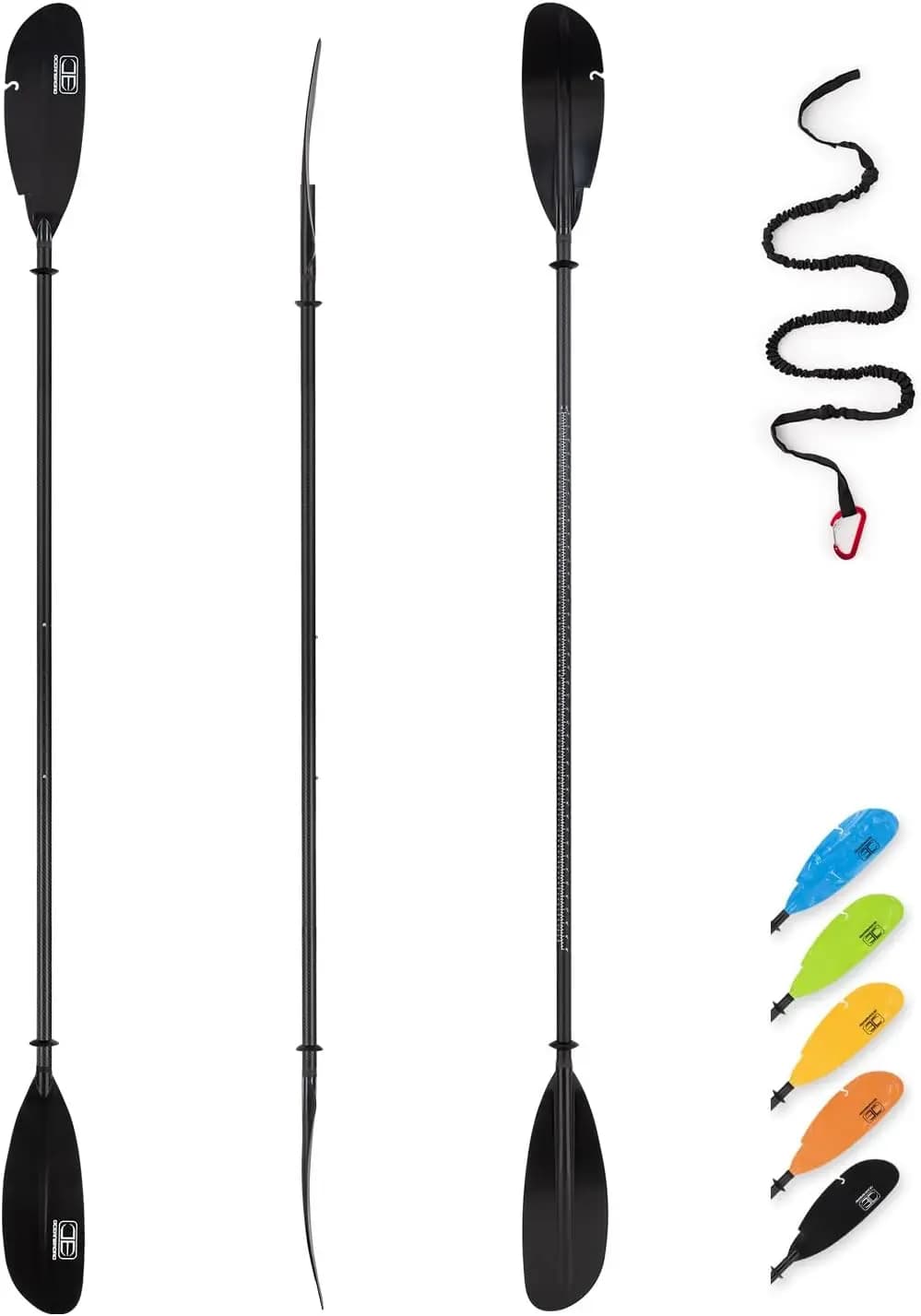 Pagaia Regolabile in Carbonio per Kayak da Pesca - Asta in Fibra di Carbonio da 94in/240cm-98in/250cm-102in/260cm con Laccio di Sicurezza per Pagaia