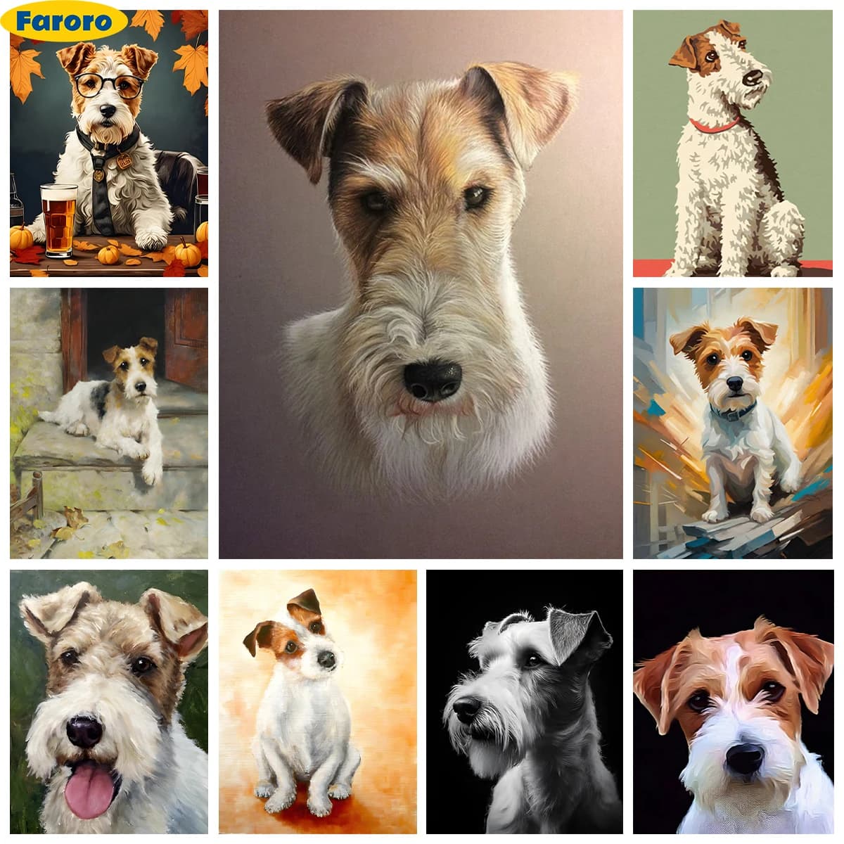 Wire Fox Terriers pittura diamante fai da te Cartoon Pet Dog murale mano 5D diamante ricamo punto croce decorazione della parete di casa regalo caldo