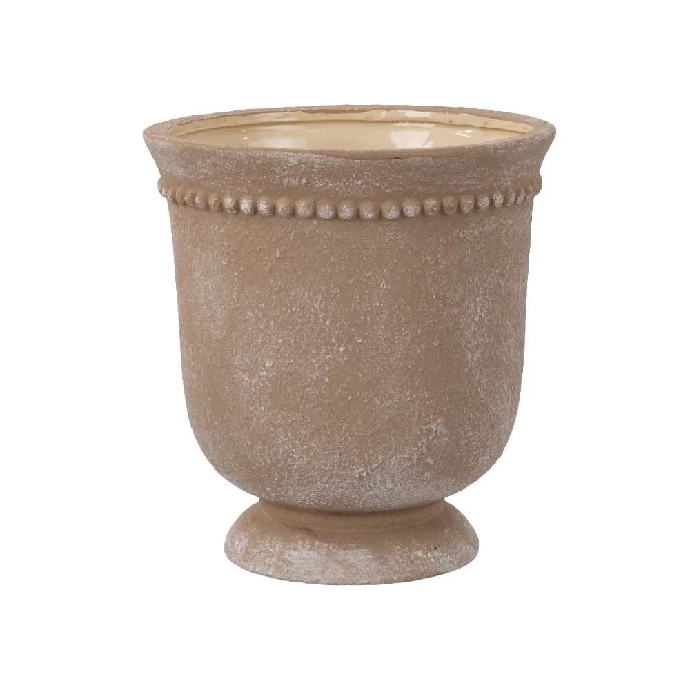 Brown Ceramic Planter Pot with Elegant Dot Pattern 8 Inch Flower Plant Pot Indoor Outdoor Home Garden Decor