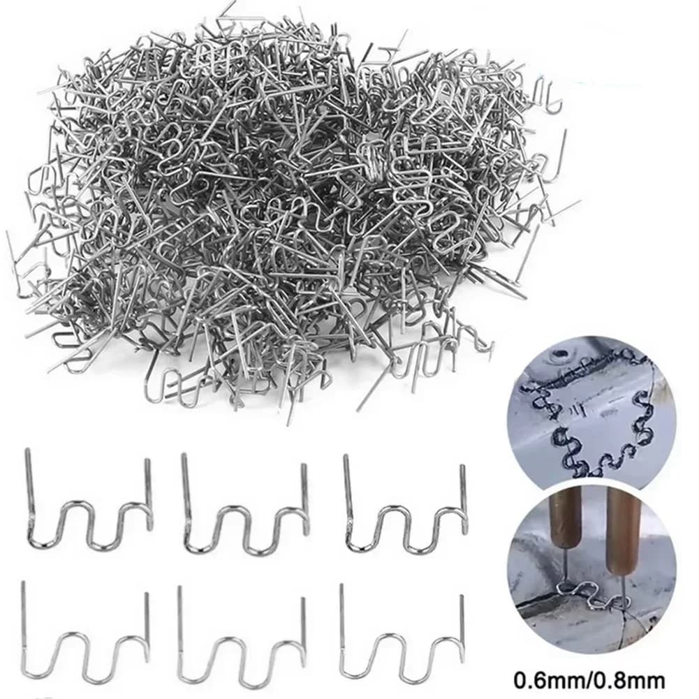 500 Pezzi Graffette a Caldo da 0,6/0,8 mm per Saldatore Plastica Paraurti Auto, Kit Riparazione Automobilistica, Strumento di Saldatura a Caldo