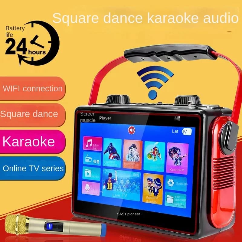 Altoparlante Bluetooth portatile da 22 pollici 40W altoparlante Video da ballo quadrato per esterni telefono cellulare stesso schermo altoparlante Karaoke Wireless per la casa
