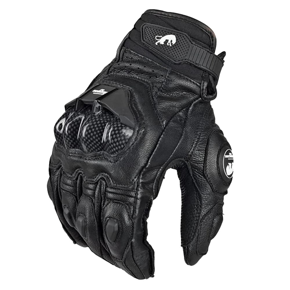 Guanti da moto in pelle AFS 6 Guanti protettivi in fibra di carbonio da uomo Guanti da moto da motocross neri Guanti da equitazione da corsa M-XXL
