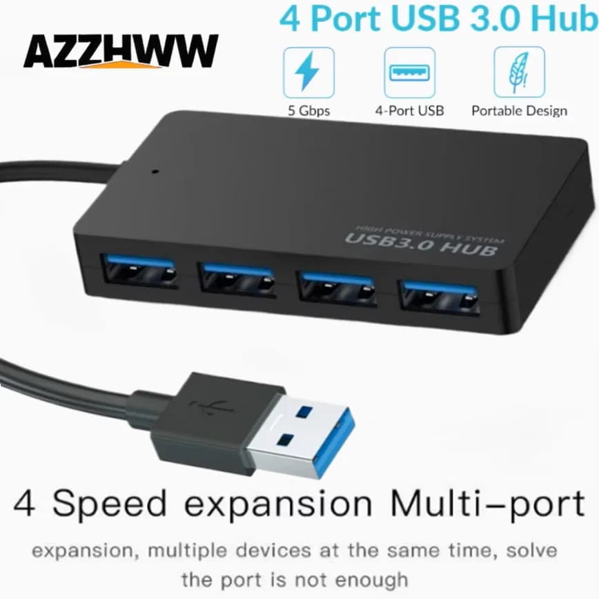 Hub USB 3.0 Hub USB a 4 porte Extender Splitter Multiporta Adattatore USB 3.0 2.0 per Keyborad Mouse Flash Drive HDD Laptop PC desktop