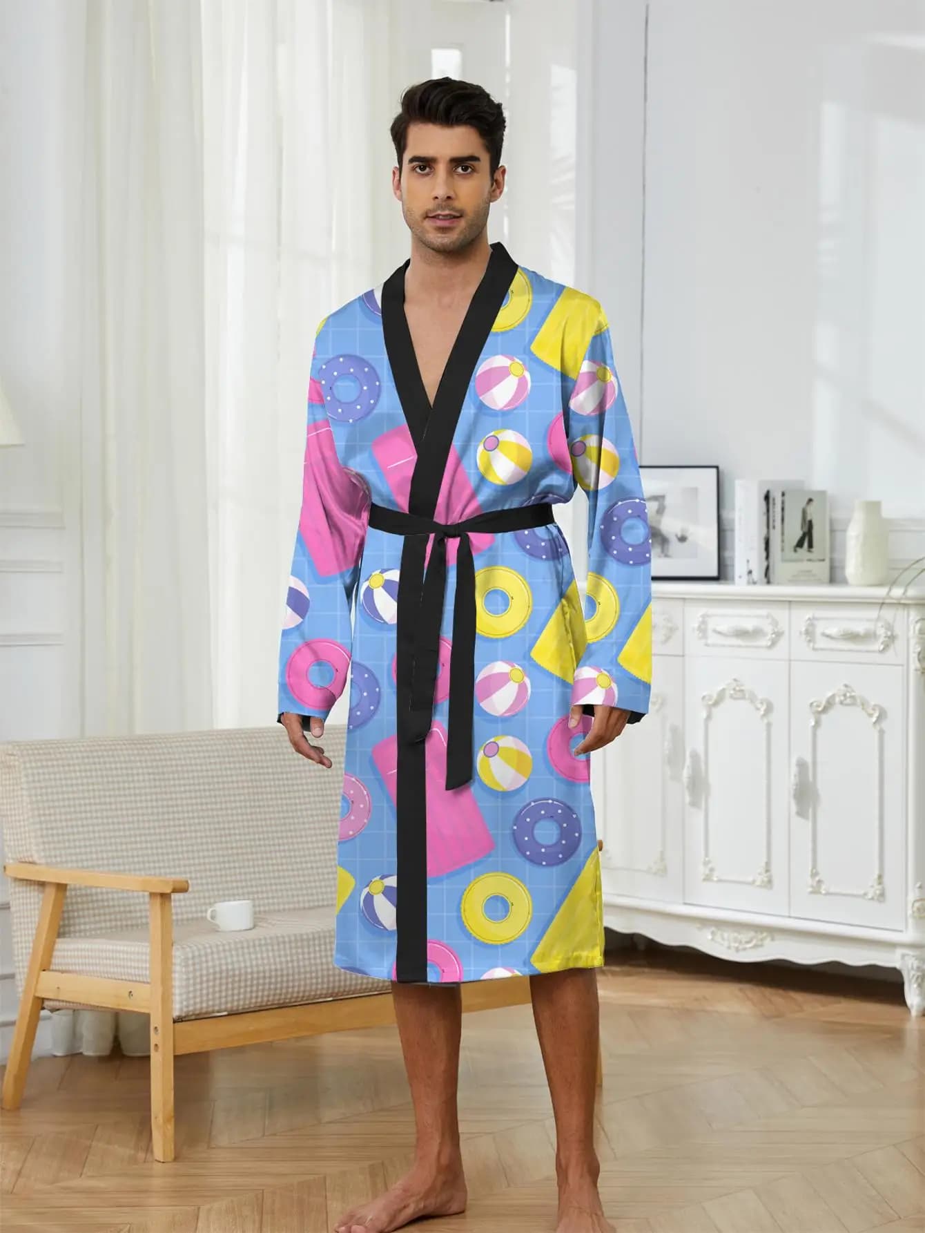 1pcs Men's Robes 2026 Spring/Summer Bathrobe man Bathrobe bath robe Graphic Funny pajamas Breathable 3D Printed sleepwear