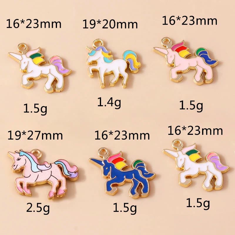 Leslie 10 pz Smalto Cavallo Arcobaleno Unicorno Pendenti con Ciondoli Per Orecchini Fatti A Mano FAI DA TE Bracciali Collane Creazione di Gioielli Artigianato