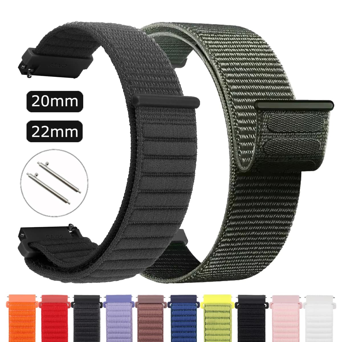Cinturino per orologio con anello in nylon 22mm 20mm per Samsung/HUAWEI/Garmin/Amazfit/Xiaomi Smartwatch cinturino intrecciato cinturino Correa cinturino