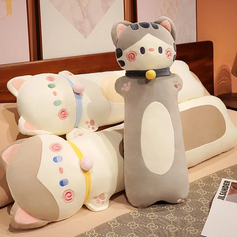 Cuscino per il corpo in peluche con gatto lungo Creativo simpatico cartone animato gatto bambola di peluche divano camera da letto cuscino decorativo per il corpo Kawaii cuscino per la schiena per dormire