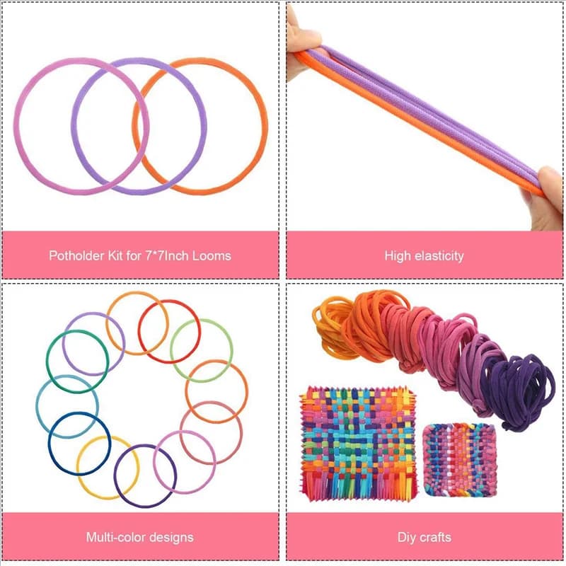 AB35-576 Pcs 7 Inches Potholder Loops Weaving Loom Loops Weaving Craft Loops With 12 Colors For DIY Crafts Supplies A