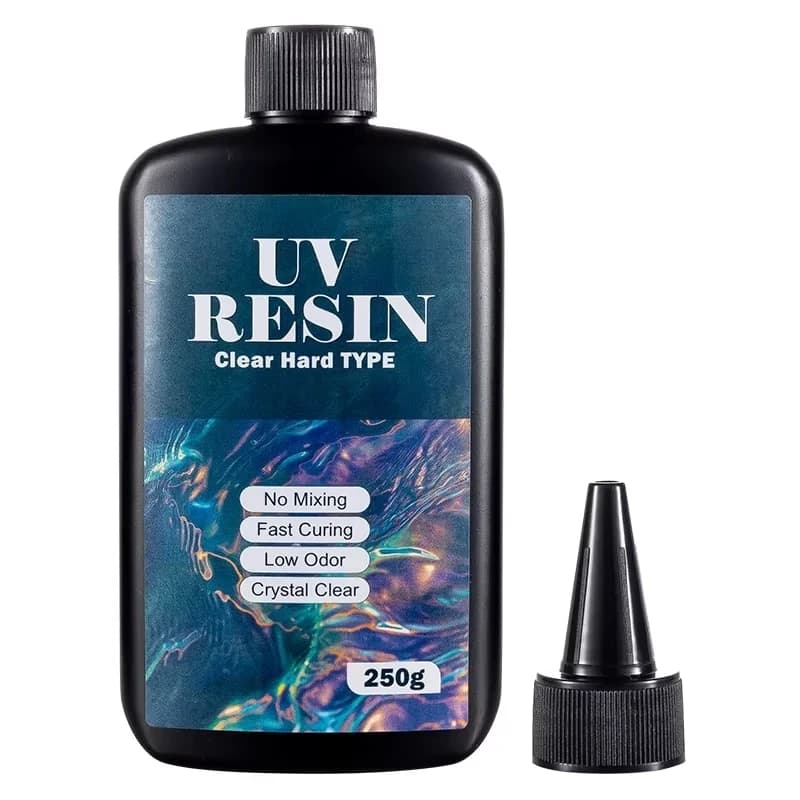 Resina UV Trasparente 100g/250g, Tipo Duro, Polimerizzazione Rapida in Un Minuto, Colla Epossidica per Stampi, Gioielli, Artigianato Fai-da-Te